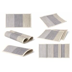 NWT Set of Six (6) Silver Metallic Grey Placemats 13 x 18, Table Decor!